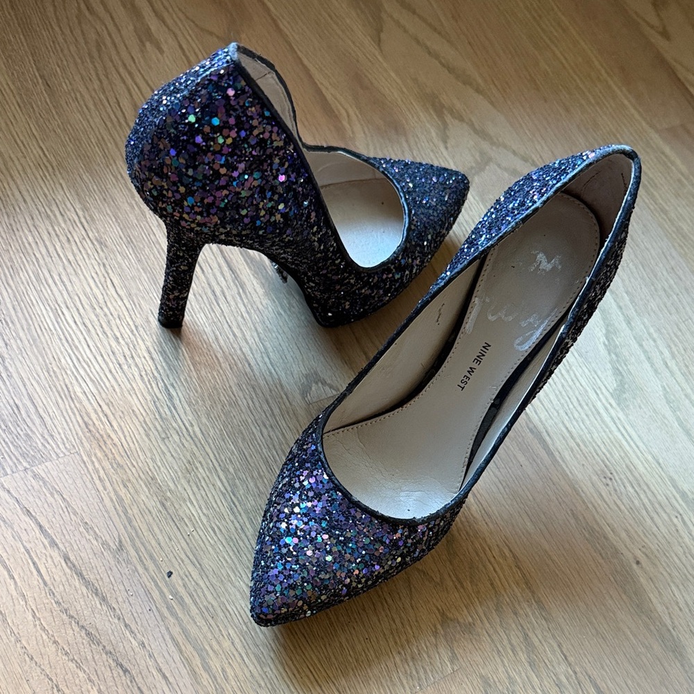 Nine West Black Glittering Heels